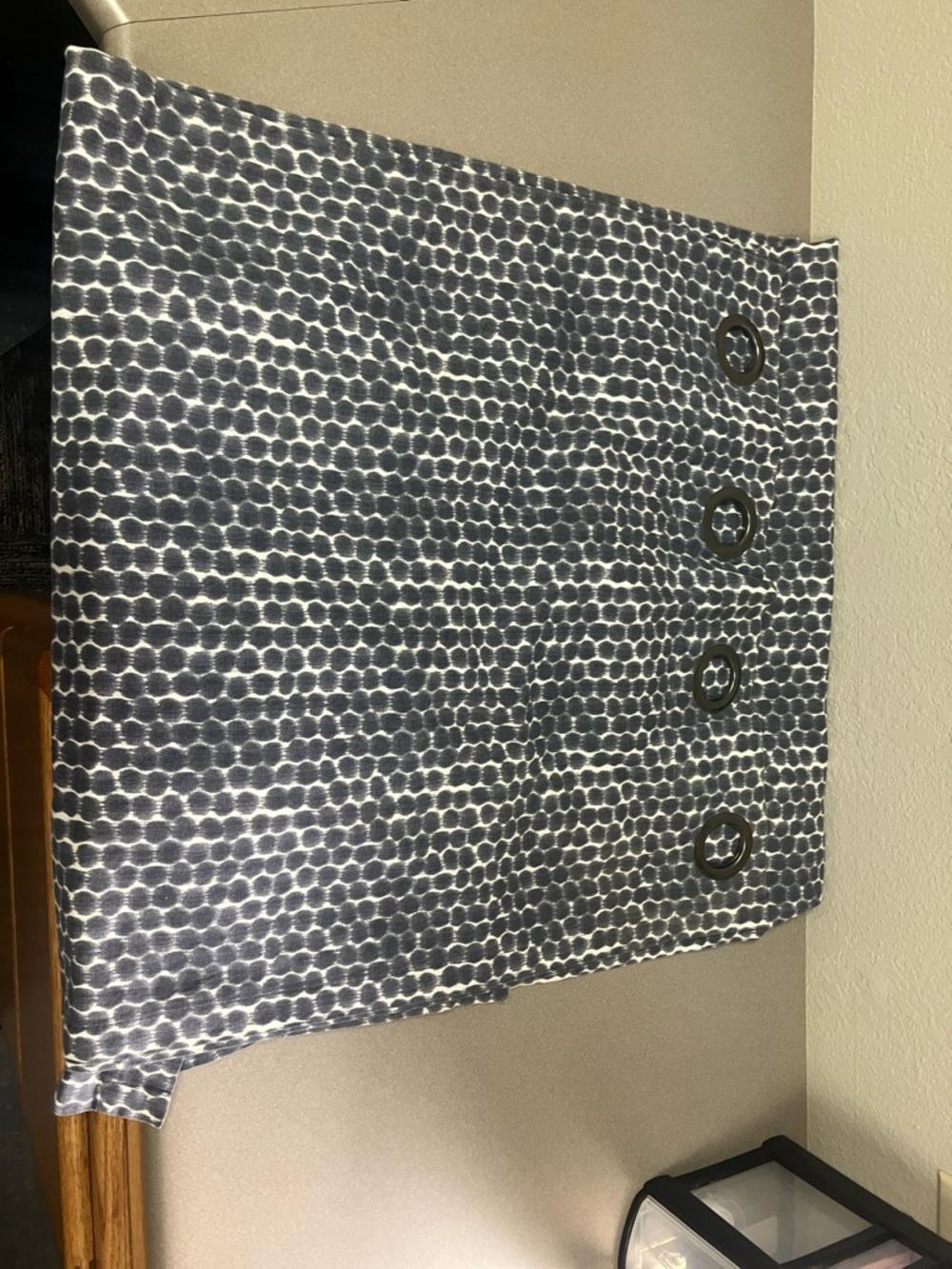 Echo Gray and White Patterned Decorative Curtains with Button Detail